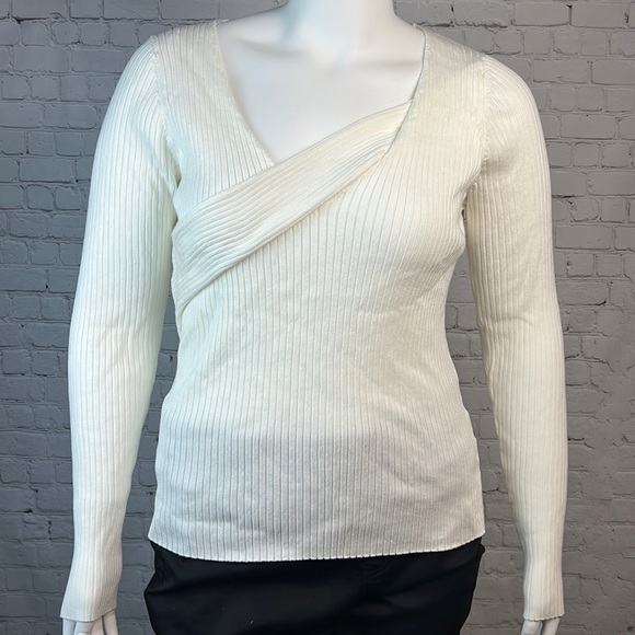 INC International Concepts Sweaters - INC Off White Ribbed Crossover Sweater Plus Size XXL